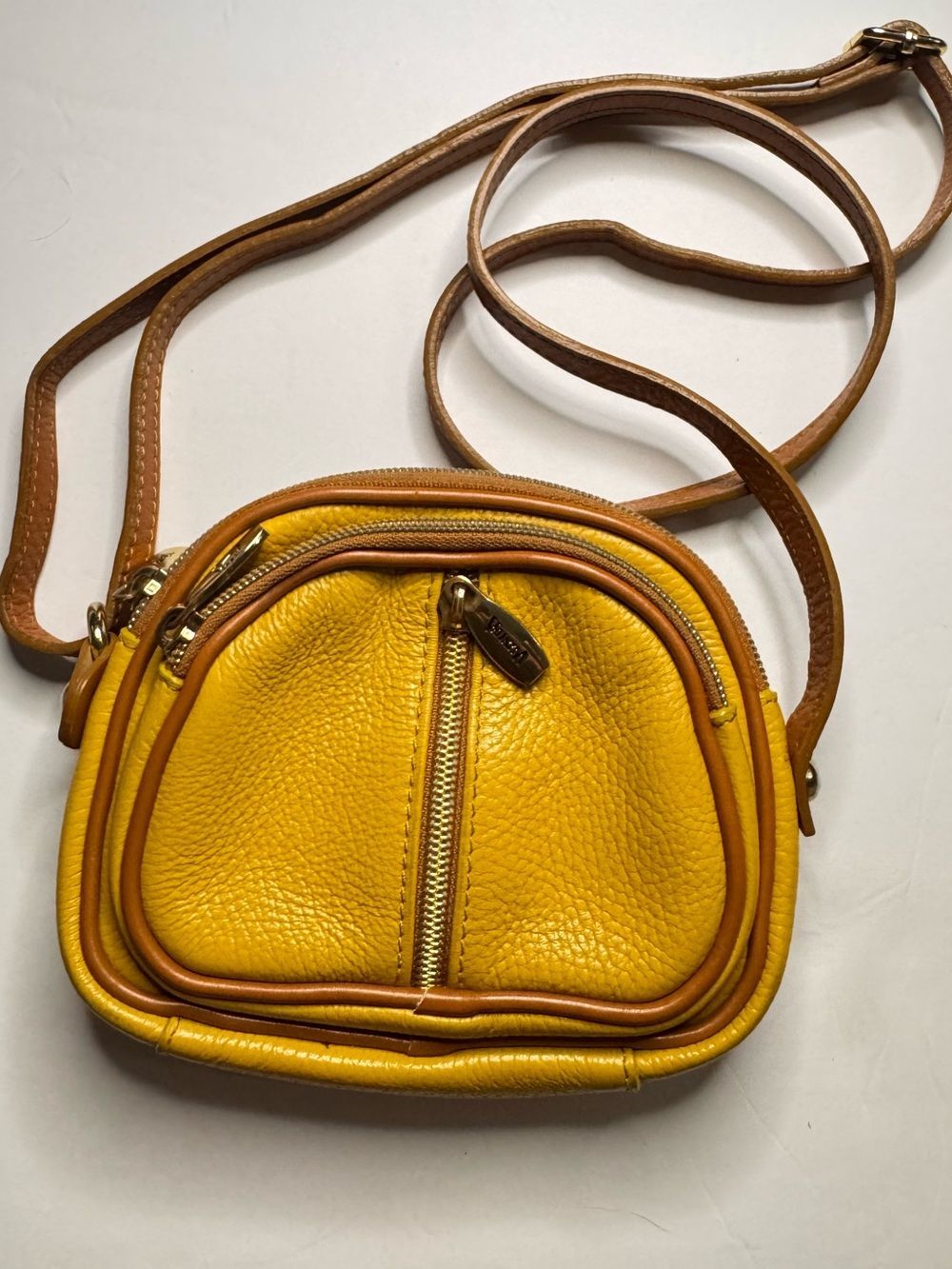 Valentina Yellow Leather Crossbody Bag Vintage